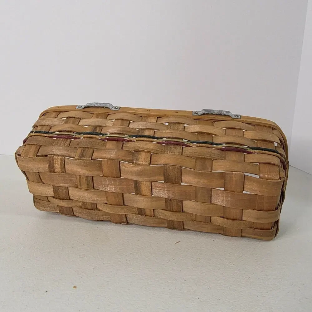 Woven Rectangular Basket Wood Splint Storage Organizer Wall Farmhouse Decor